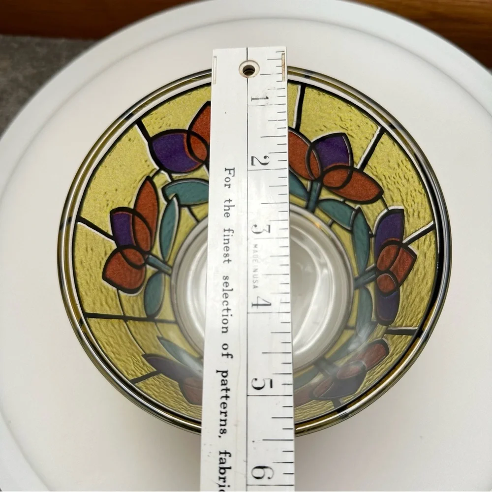 Vintage MCM West Virginia Tulip Design Faux Stained Glass Ice Bucket / Planter